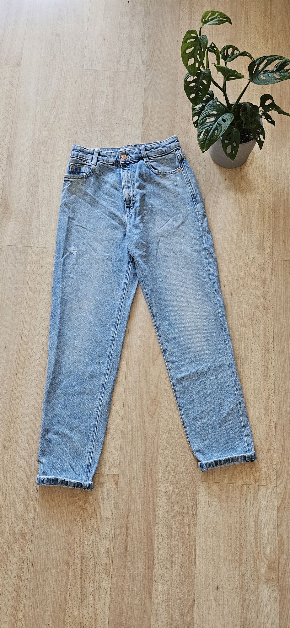 Boyfriend jeansy wysoki stan basic zara 36 S