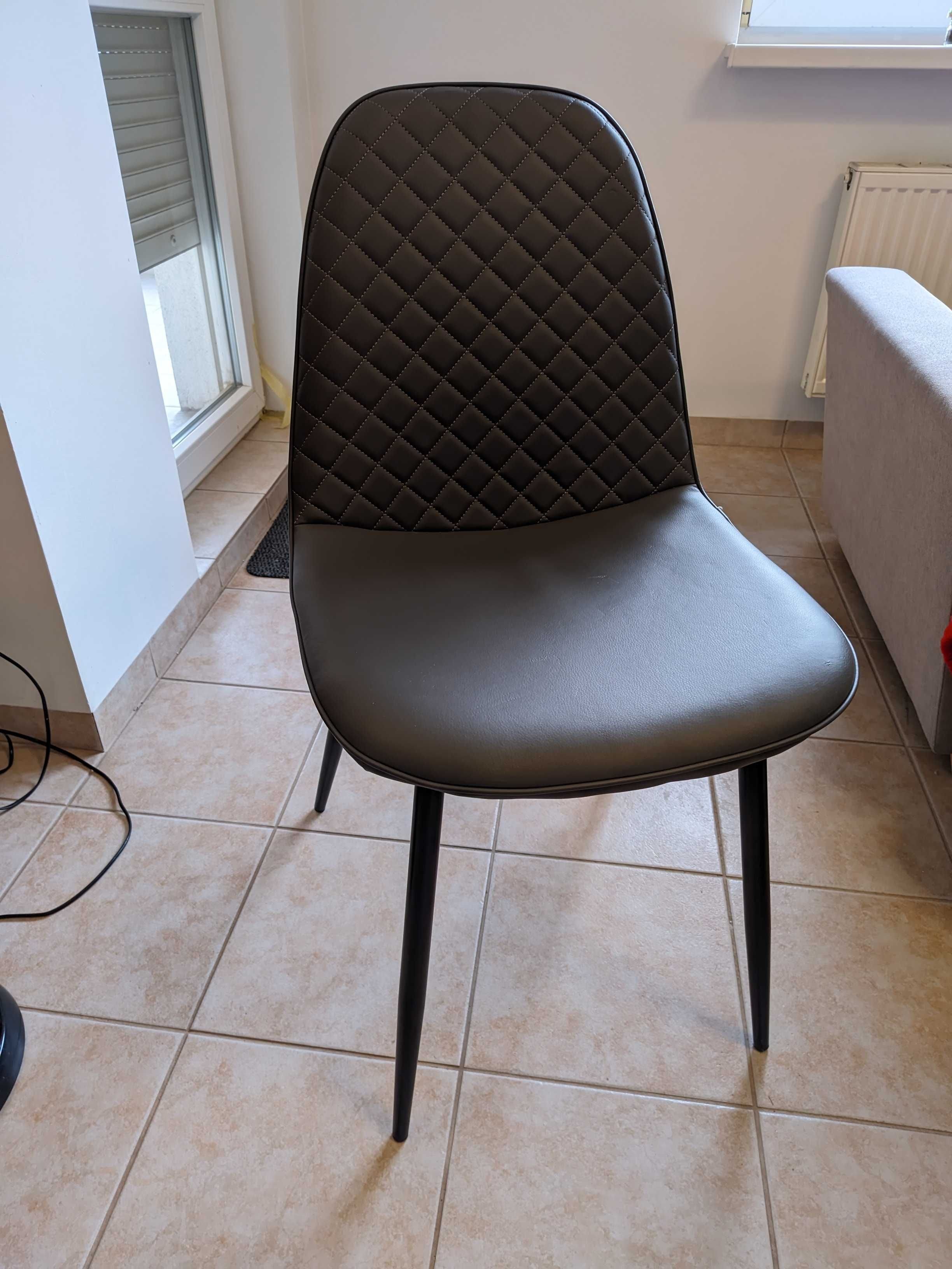 Krzesło tapicerowane szare ekoskóra