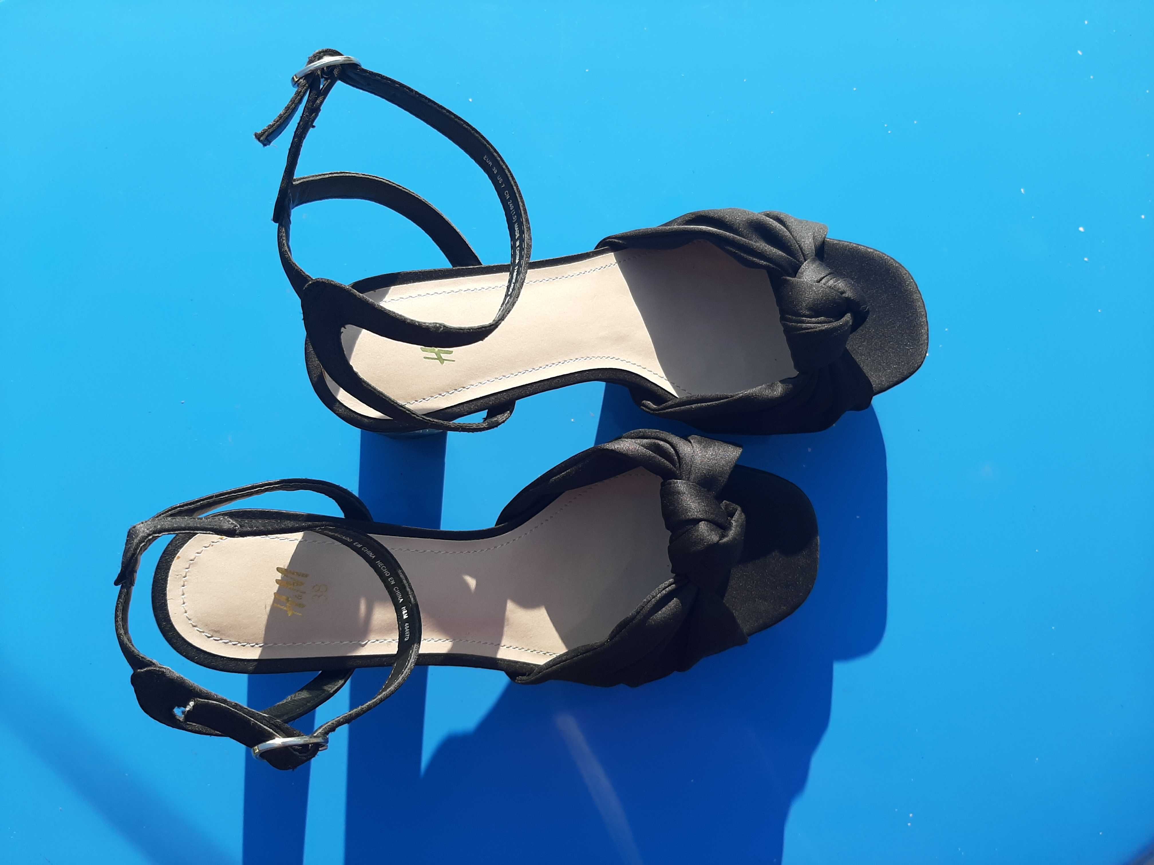 Buty damskie, sandały na koturnie i obcasie H&M rozmiar 38 czarne