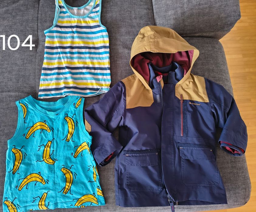 Ubranka 98,104-110 ,116+ zabawki+ autko i rower biegowy