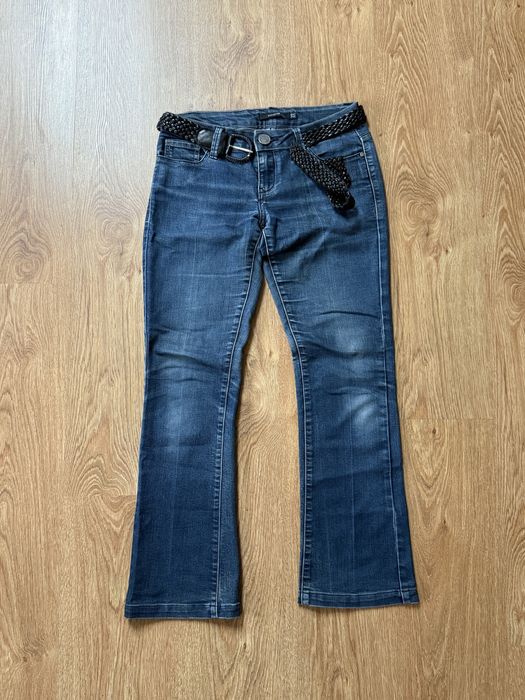 Jeansy skinny fit Reserved damskie niebieskie z paskiem