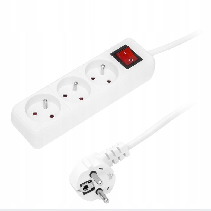 Przedłużacz listwa zasilająca 2,5 m włącznik uziemienie 3 gniazda