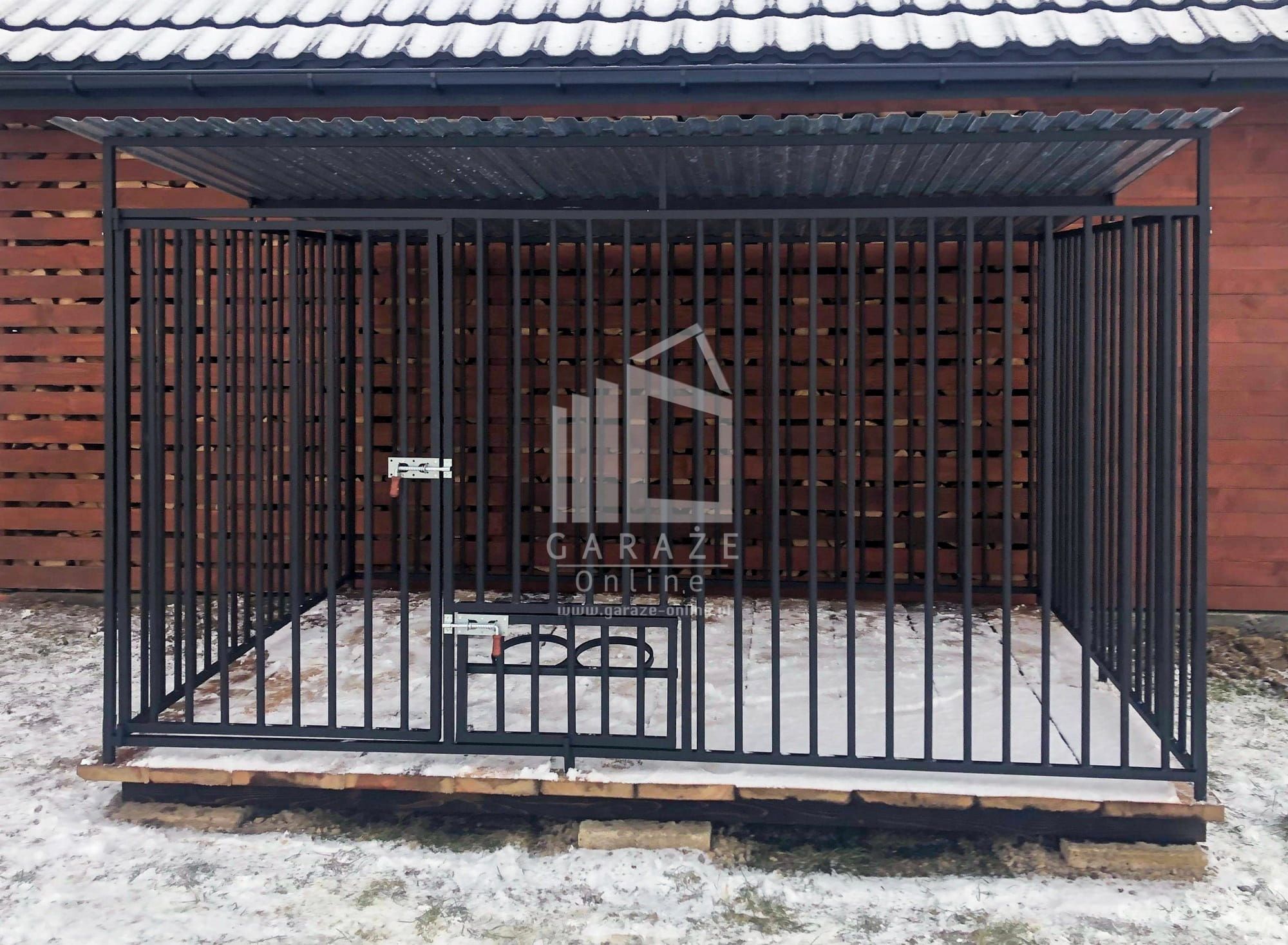 Kojec Dla Psów 3X2,5M Drewniana Podłoga - Uchwyt Na Miski Id599