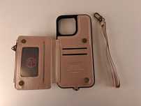 Y170 Etui Portfel iPhone 14 Pro Max Różowe Z Odpinanym Tyłem Magnes