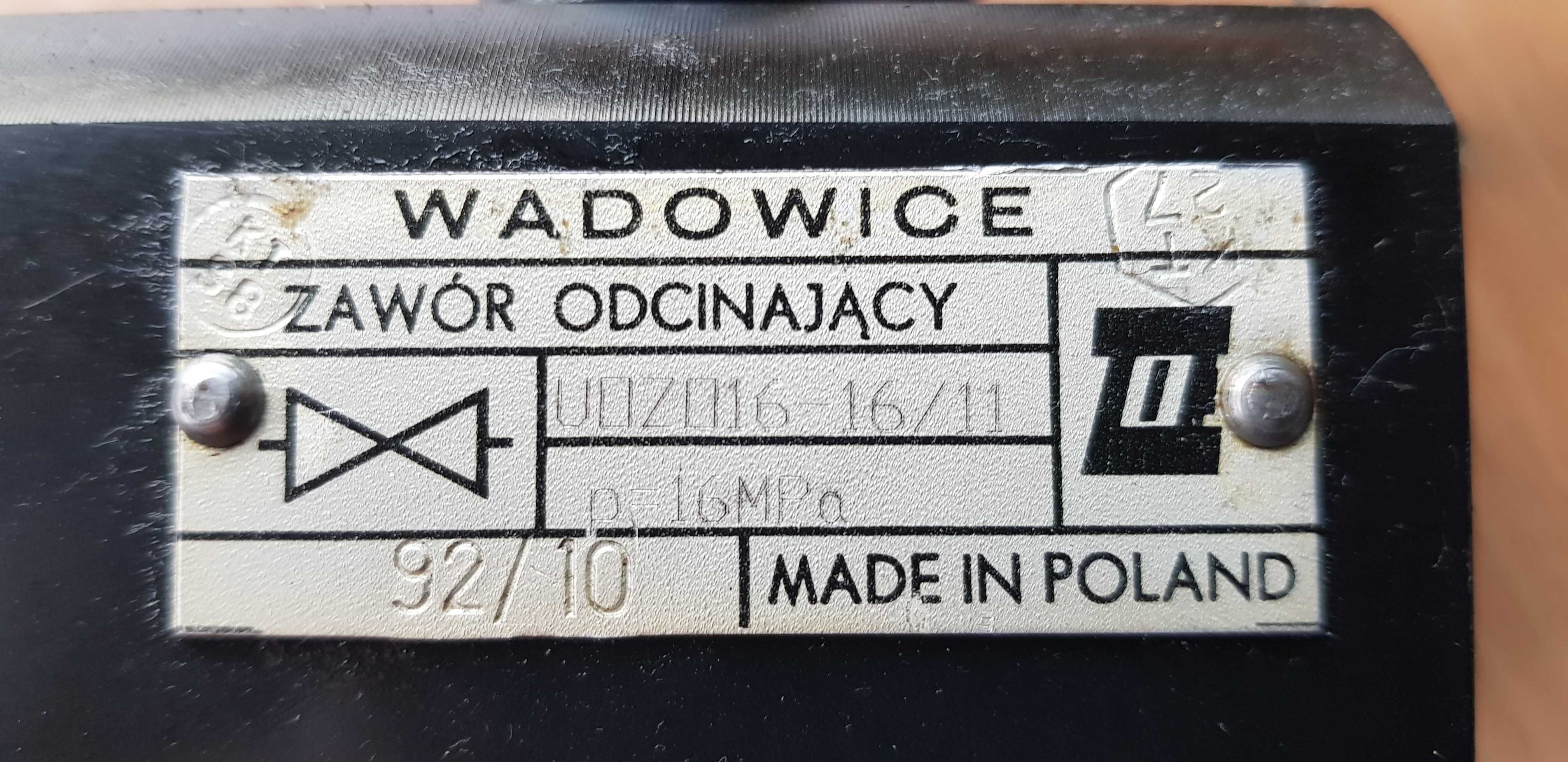 Zawór hydrauliczny odcinający Wadowice typ UOZO16-16/11