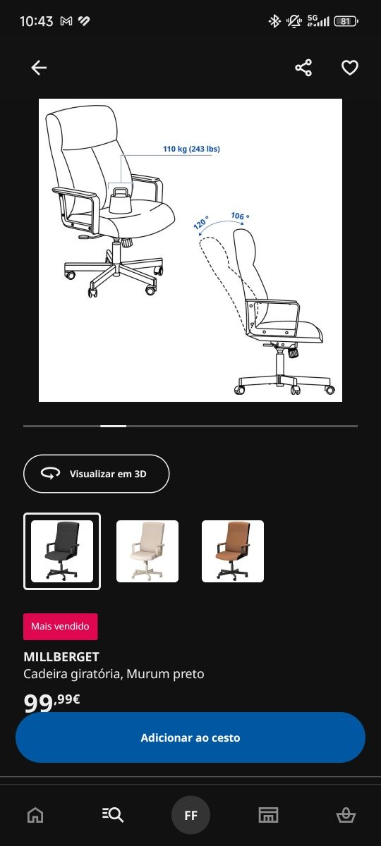 Cadeira escritório ikea