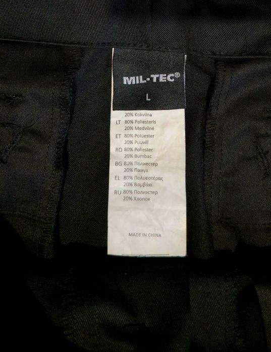 Męskie spodnie bojówki czarne MIL-TEC r.L