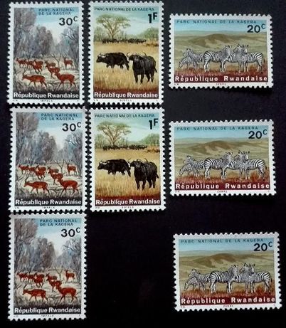 2x 3 (+2) Znaczki Rwanda 1965 Seria Kagera National Park