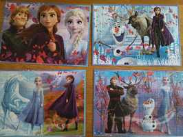 Puzzle Frozen 4 w 1 kompletne 54, 48, 35, 70 trefl elementów jak nowe