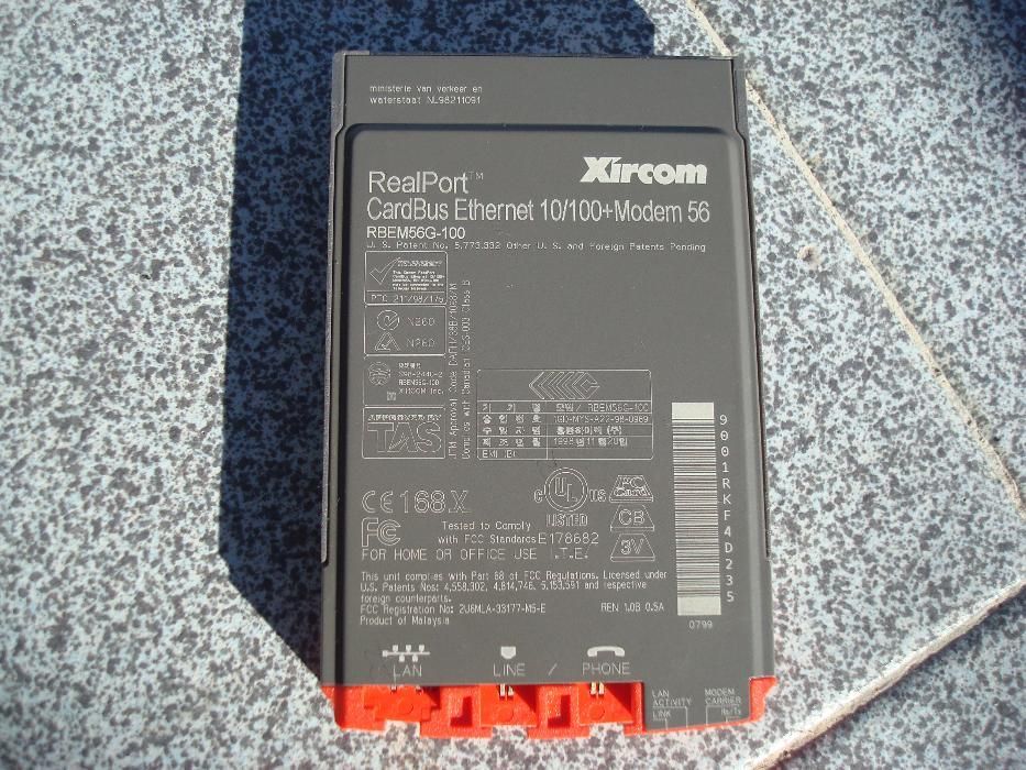 Xircom REM56G-100. Placa de rede Xircom Ethernet 10/100 + Modem 56