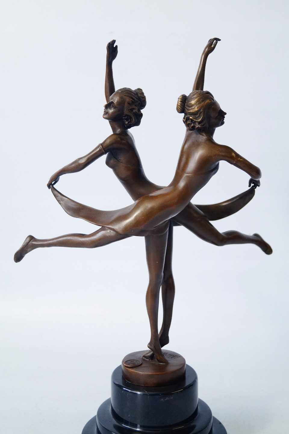 Podwójna figura rzeźba  Z BRĄZU TANCERZE Baletnica