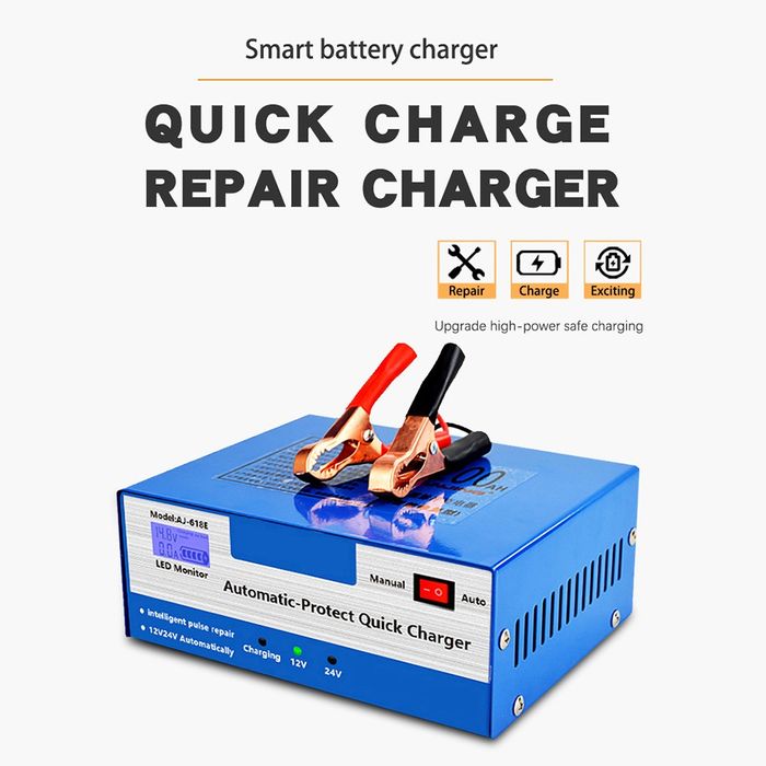 Carregador e reparador de bateria Aj-618E 12/24v 200Ah NOVO