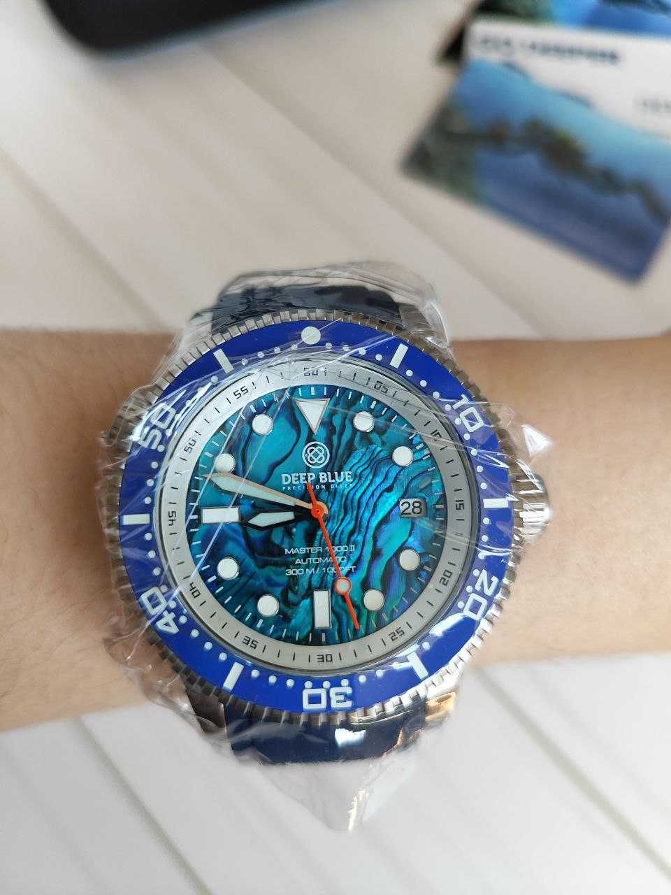 Наручные часы НОВЫЕ Seiko Deep Blue дайверы 44 мм Синий Абалон