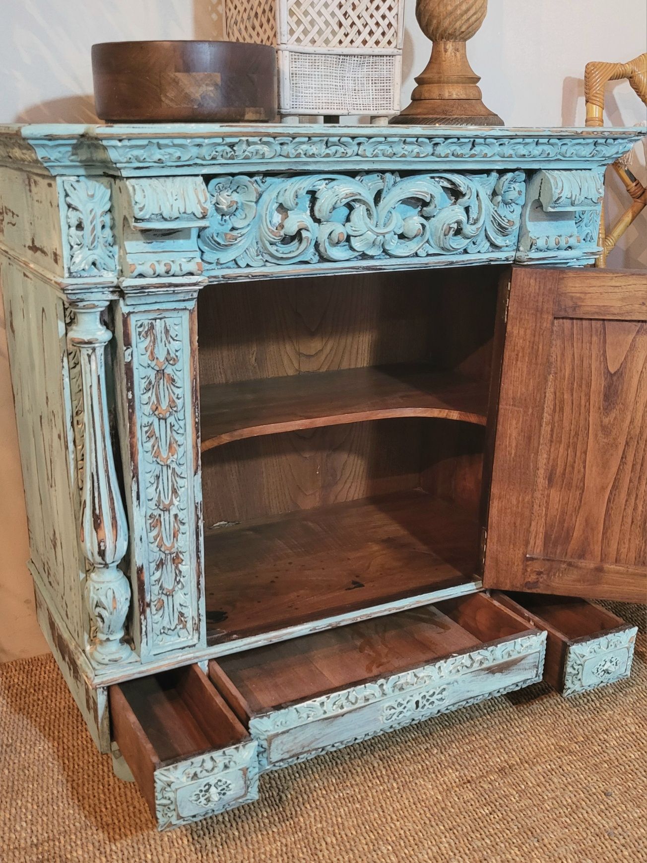 aparador, consola, bar, garrafeira, talha, vintage, rustico