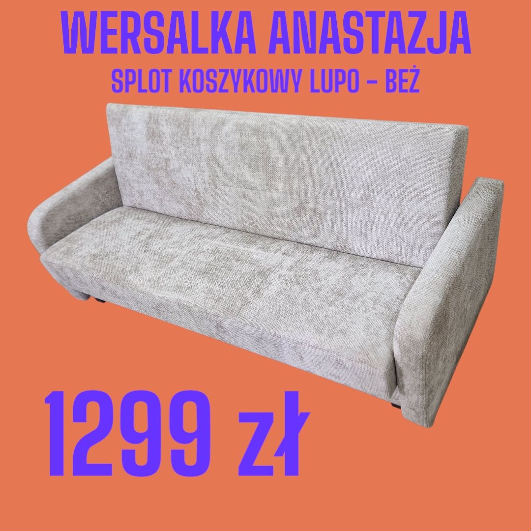 Wersalka rozkładana z bokami ANASTAZJA, różne kolory, dostawa cała PL