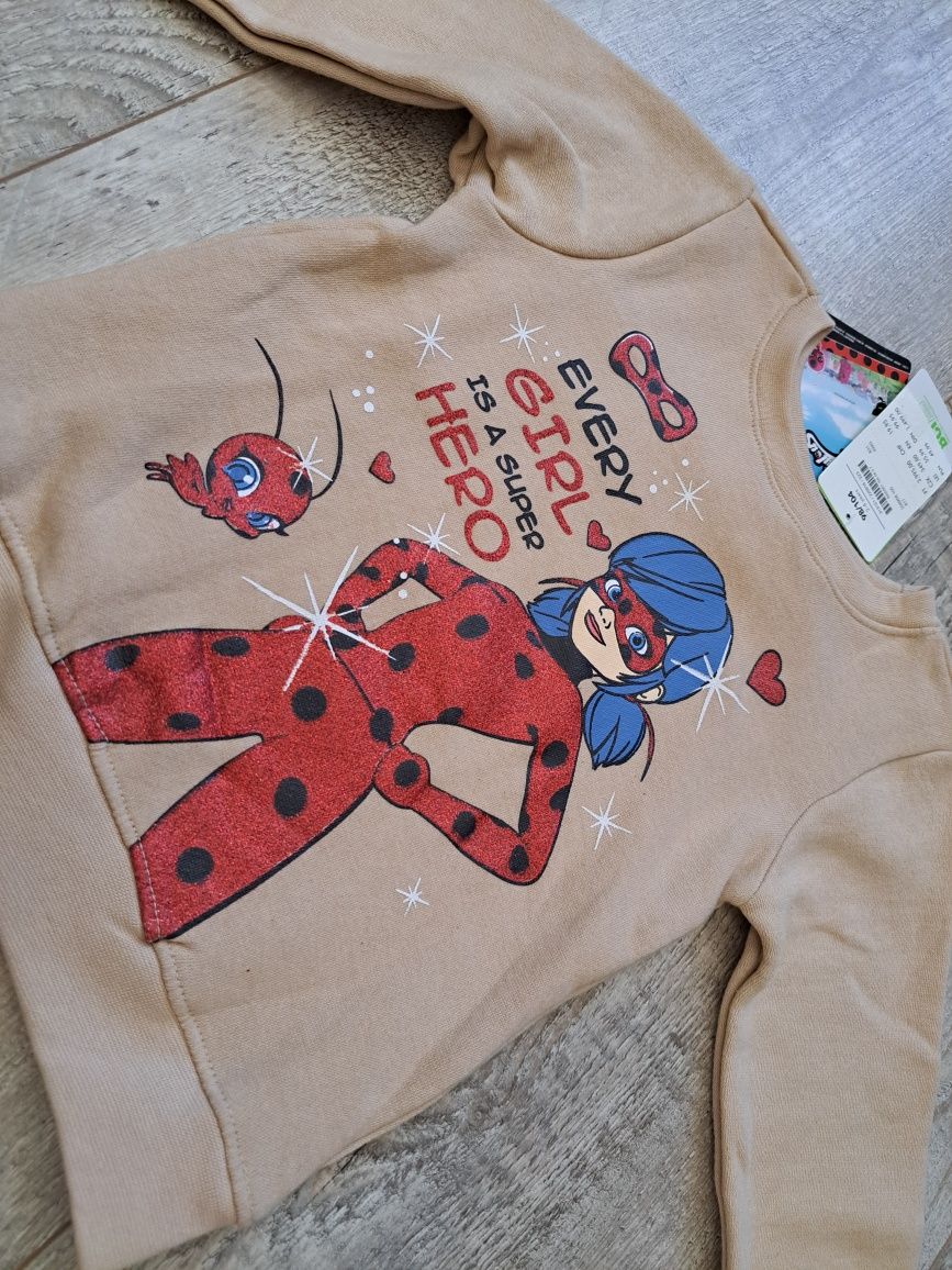 Bluza dziewczęca - Czerwona Biedronka,  Miraculous- rozm 98/104