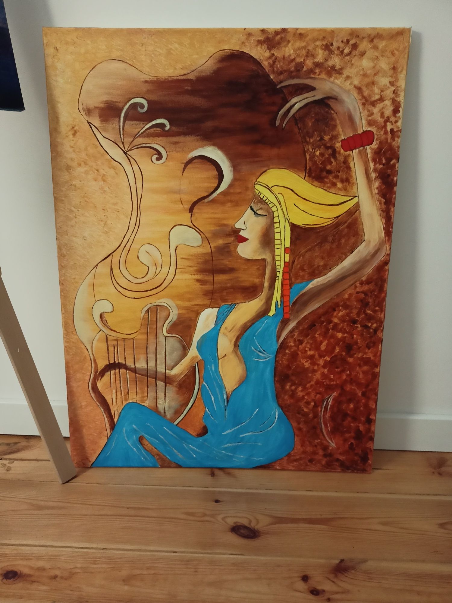 Obraz Kobieta z harfą akryl