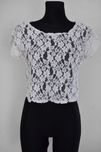 biała koronkowa bluzka crop top nylonowa koszulka koronka M 38