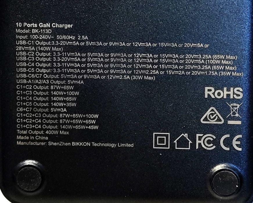 мощное GaN-3 зарядное устройство 400Вт Type-C PD3.1 140W 10-Ports