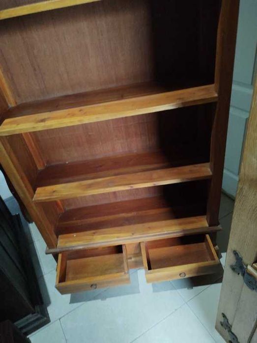 Biblioteczka witryna drewniana tekowa kolonialna lite drewno FV DOWÓZ