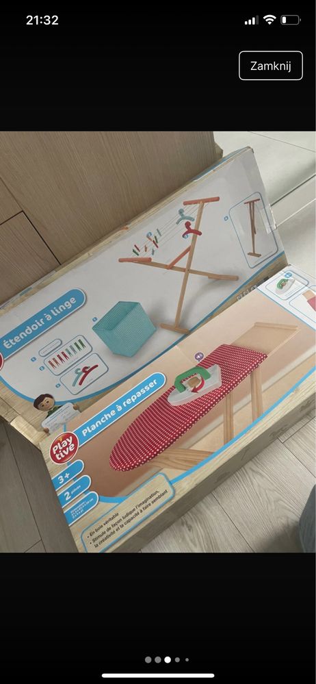 Okazja nowy zestaw dwóch drewnianych zabawek suszarka i deska playtive