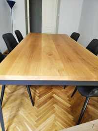 Piękny drewniany stół z metalowymi nogami  idealny do biura lub loftu