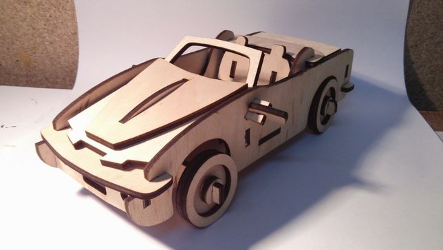 Машинка 3Д модель пазл конструктор разборная игрушка из фанеры дерева