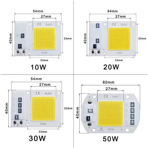 Світлодіодна матриця 220v 3000k для прожектора 10w 20w 30w 50w