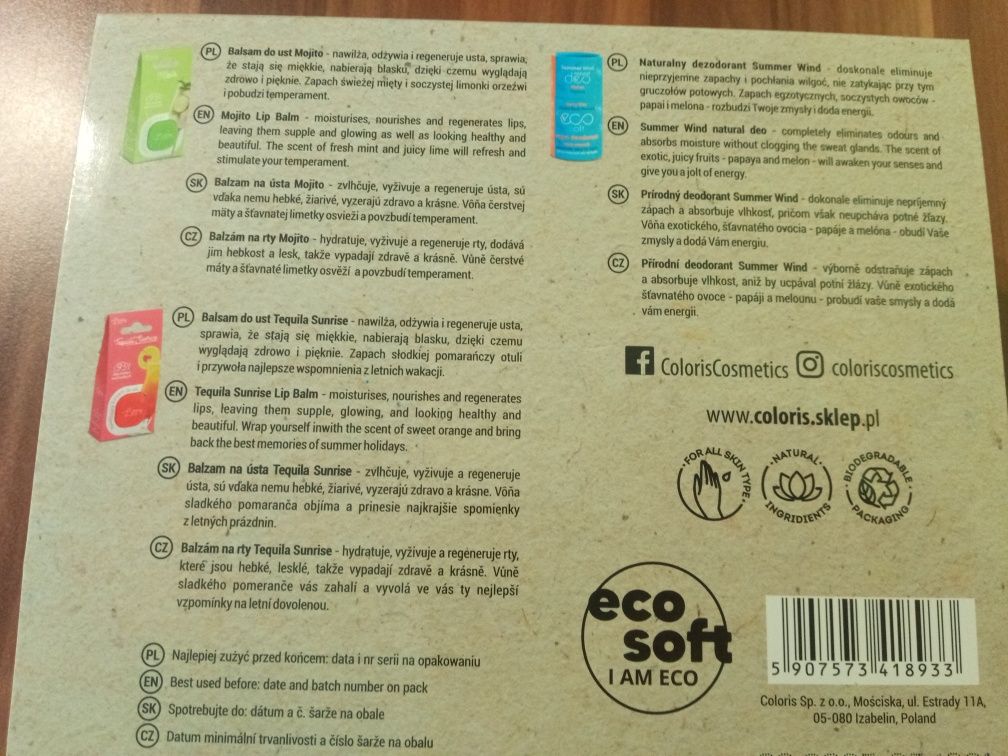 Zestaw prezentowy kosmetyków Eco soft lippy
