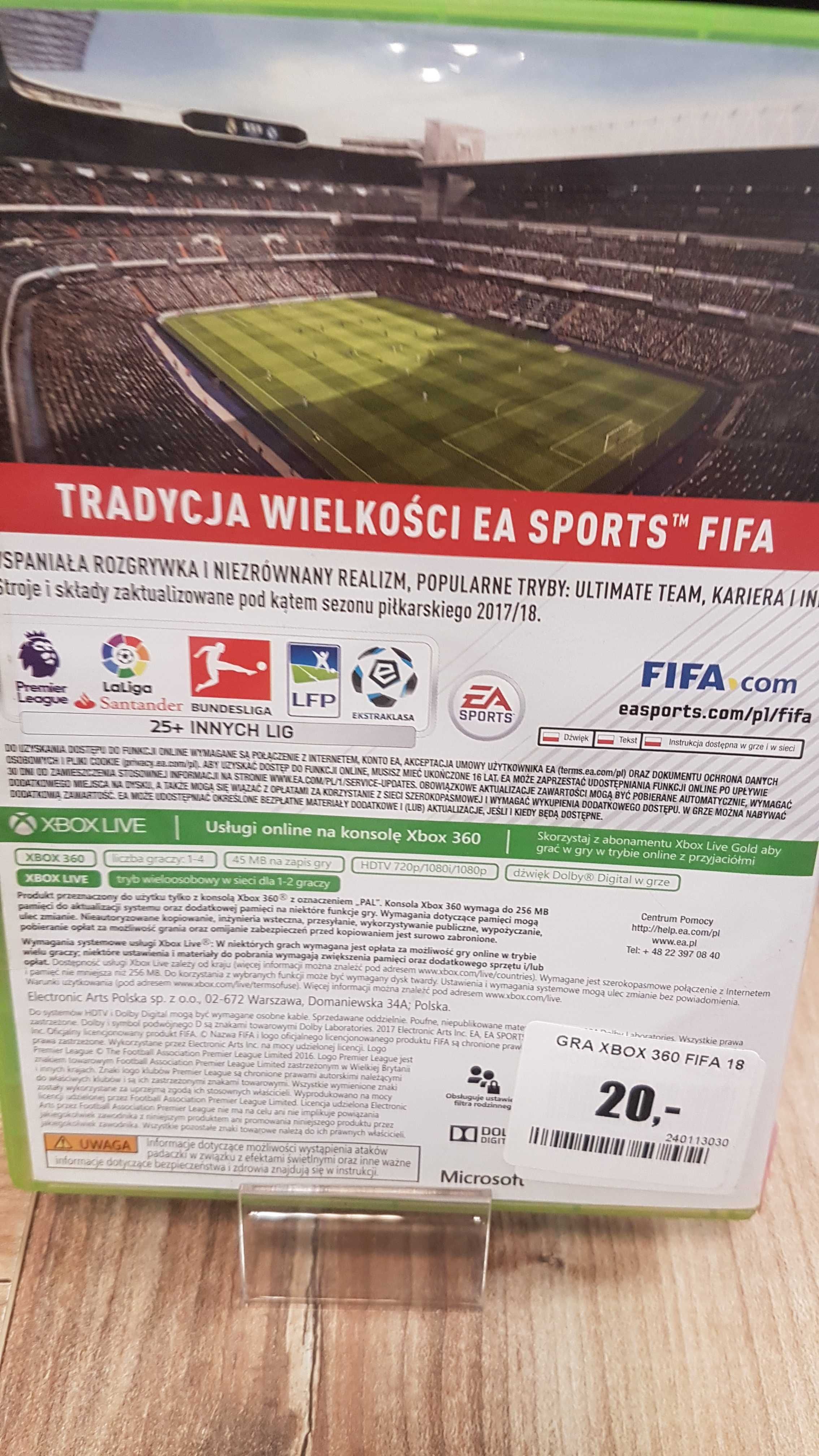 FIFA 18 XBOX 360 Sklep Wysyłka Wymiana