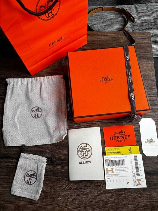 Nowy Pasek Hermes brązowy Epsom złota klamra skóra naturalna epsom