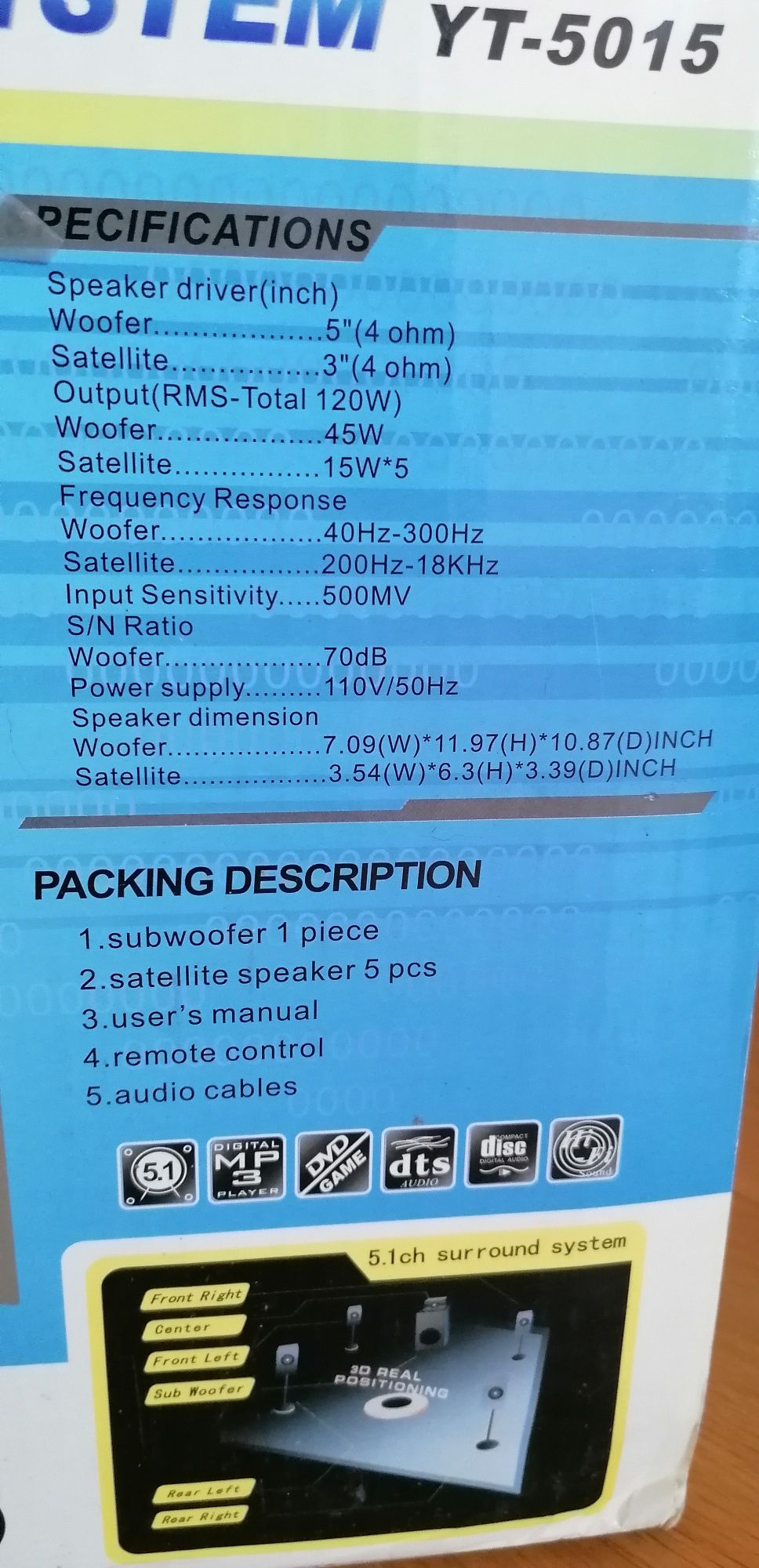 Sistema de som cinema em casa 5.1