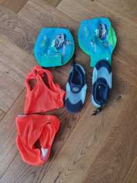 Zestaw kąpielowy dla dziewczynki - strój, rękawki, buty plażowe