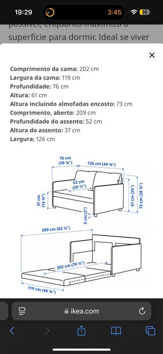 Sofá-cama Skiftebo amarelo