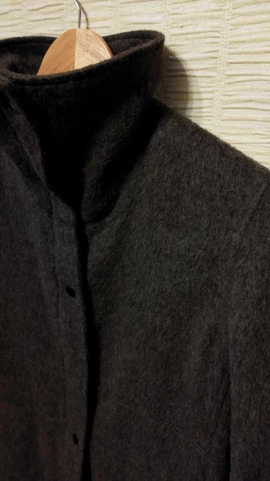 Длинное пальто шинель на молнии 60% шерсть Португалия