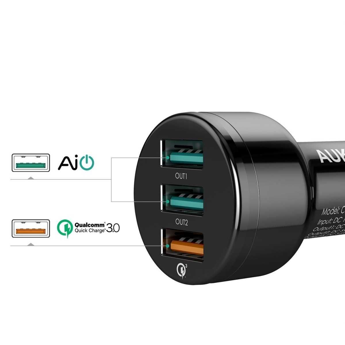 AUKEY CC-T11 ładowarka samochodowa 3xUSB Quick Charge 3.0