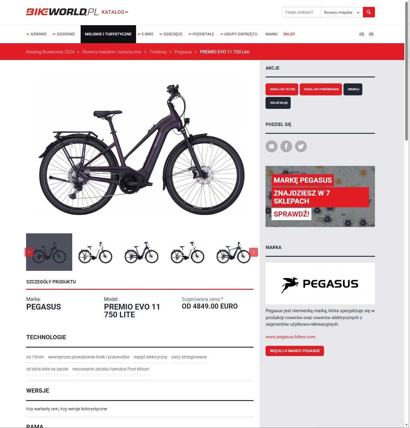 PEGASUS Premio 11 S 750Wh 85Nm Bosch CX 4 85Nm Smart Rower elektryczny