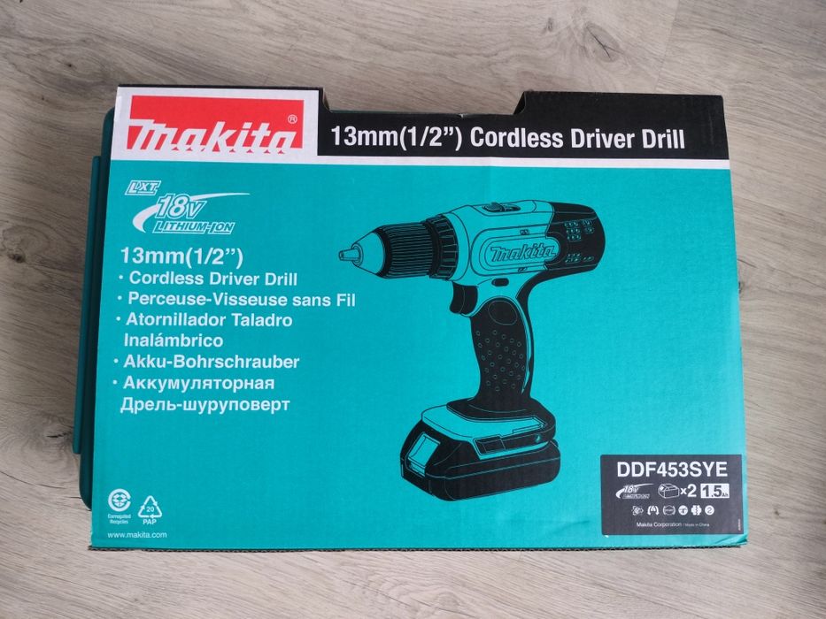 Wiertarko-wkrętarka 18V, Makita [DDF453SYE] 2x1,5Ah, LXT