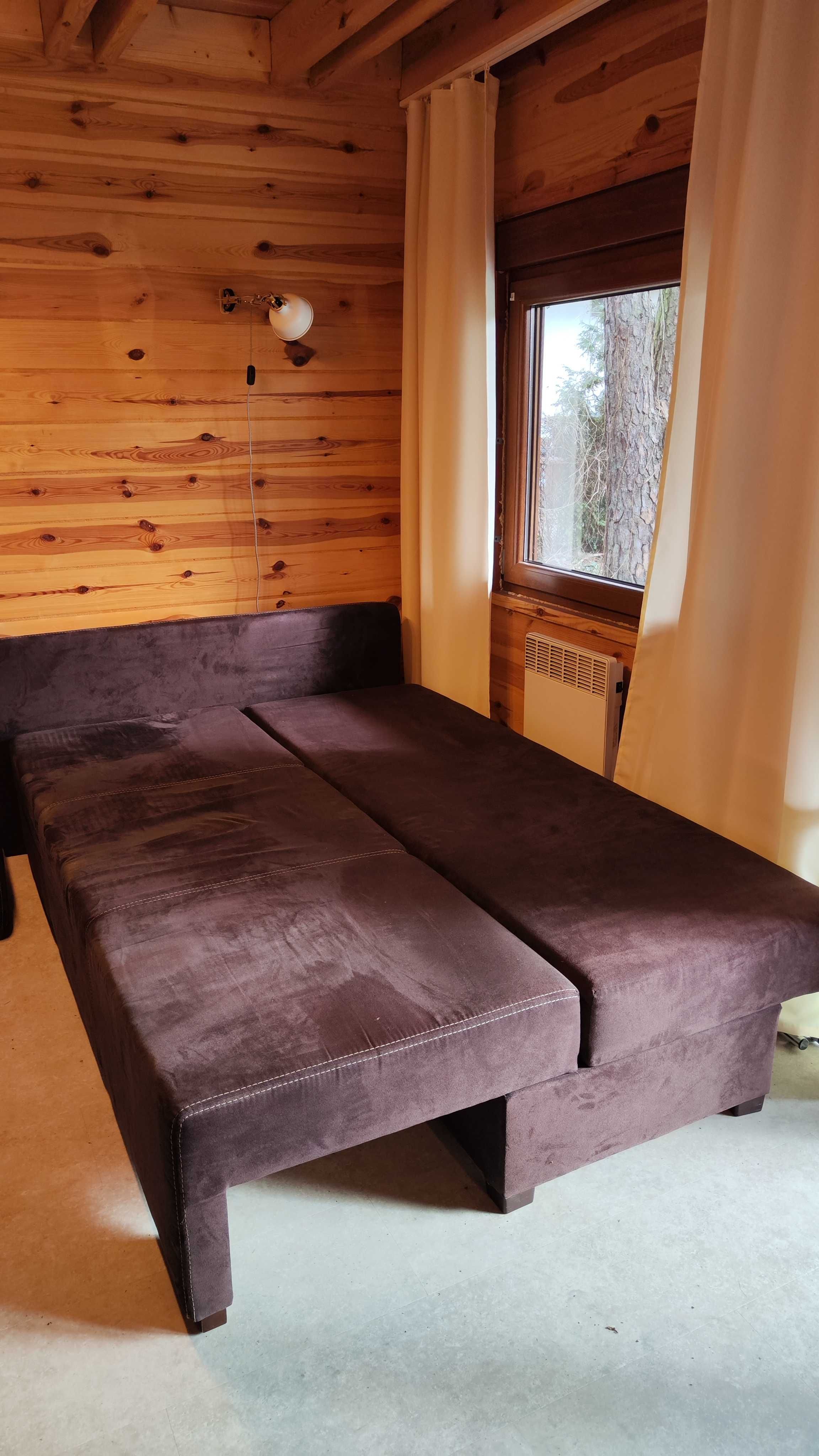 Sofa rozkładana brązowa z pojemnikiem na pościel
