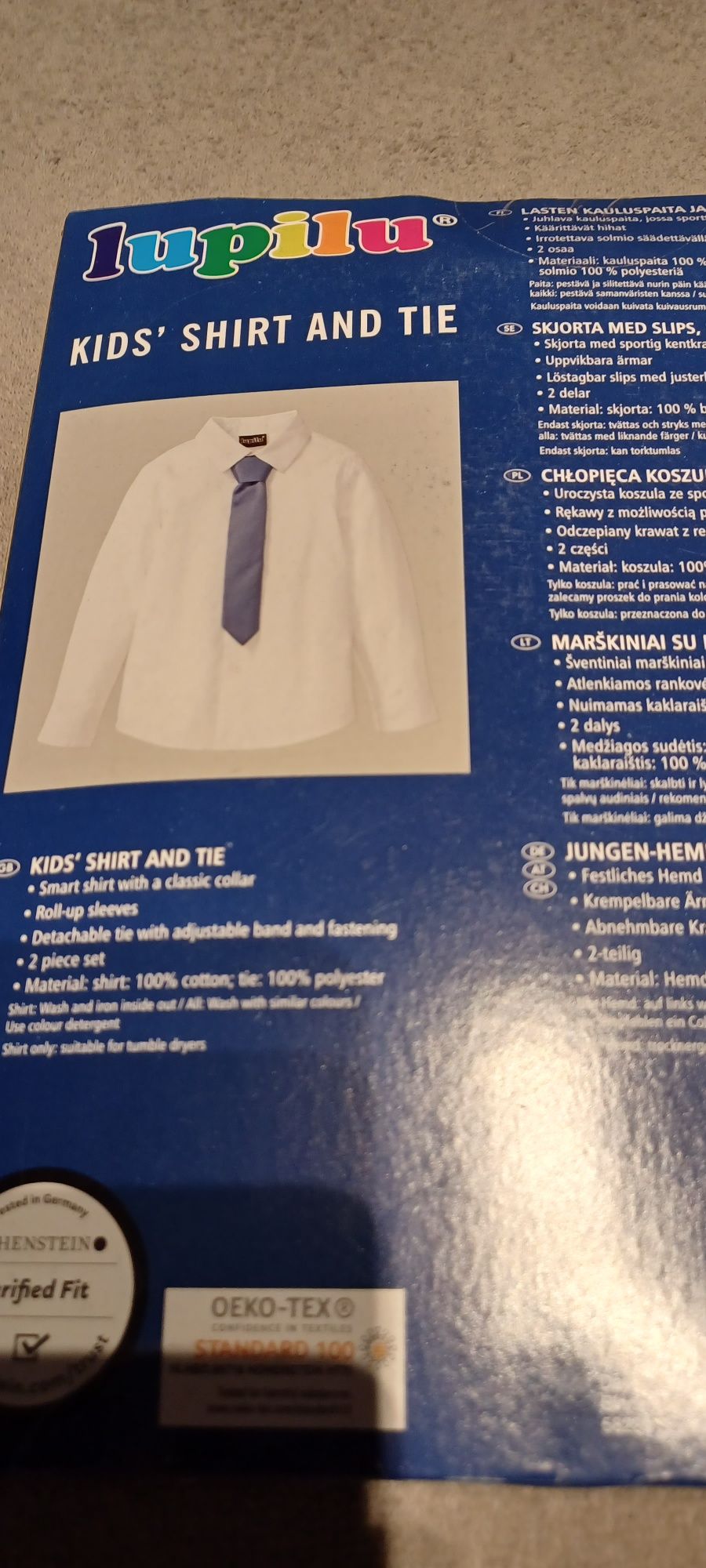 Nowa chłopięca koszula z krawatem Lupilu r. 98