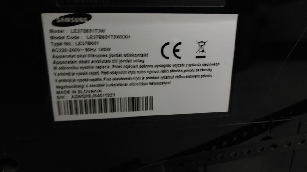 TV Samsumg 37" LE37B651T3W + pilot sprawny bez podstawy
