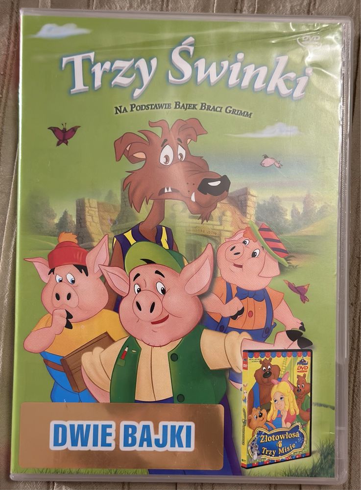 DVD bajka Trzy świnki oraz Złotowłosa  i trzy misie.