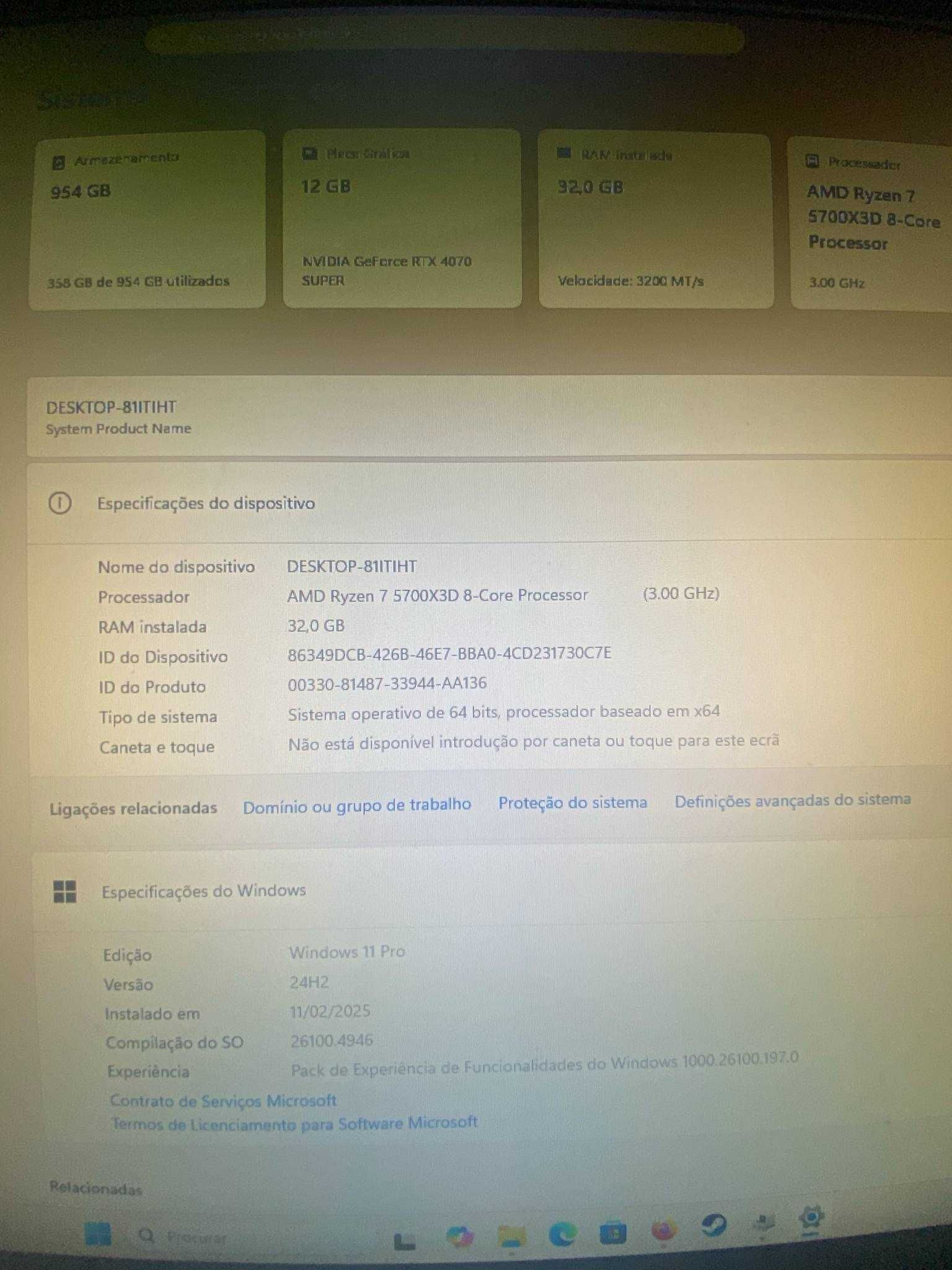 PC GAMING RTX 4070 SUPER RYZEN 7 5700X3D 32GB RAM 1TB SSD (Garantia)