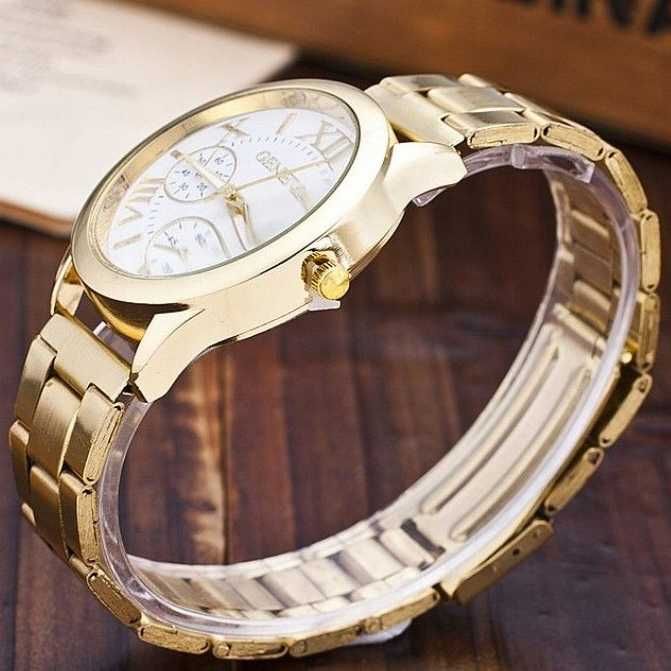 Zegarek Złoty nowy prezent Damski Bransoleta GENEVA Klasyczny