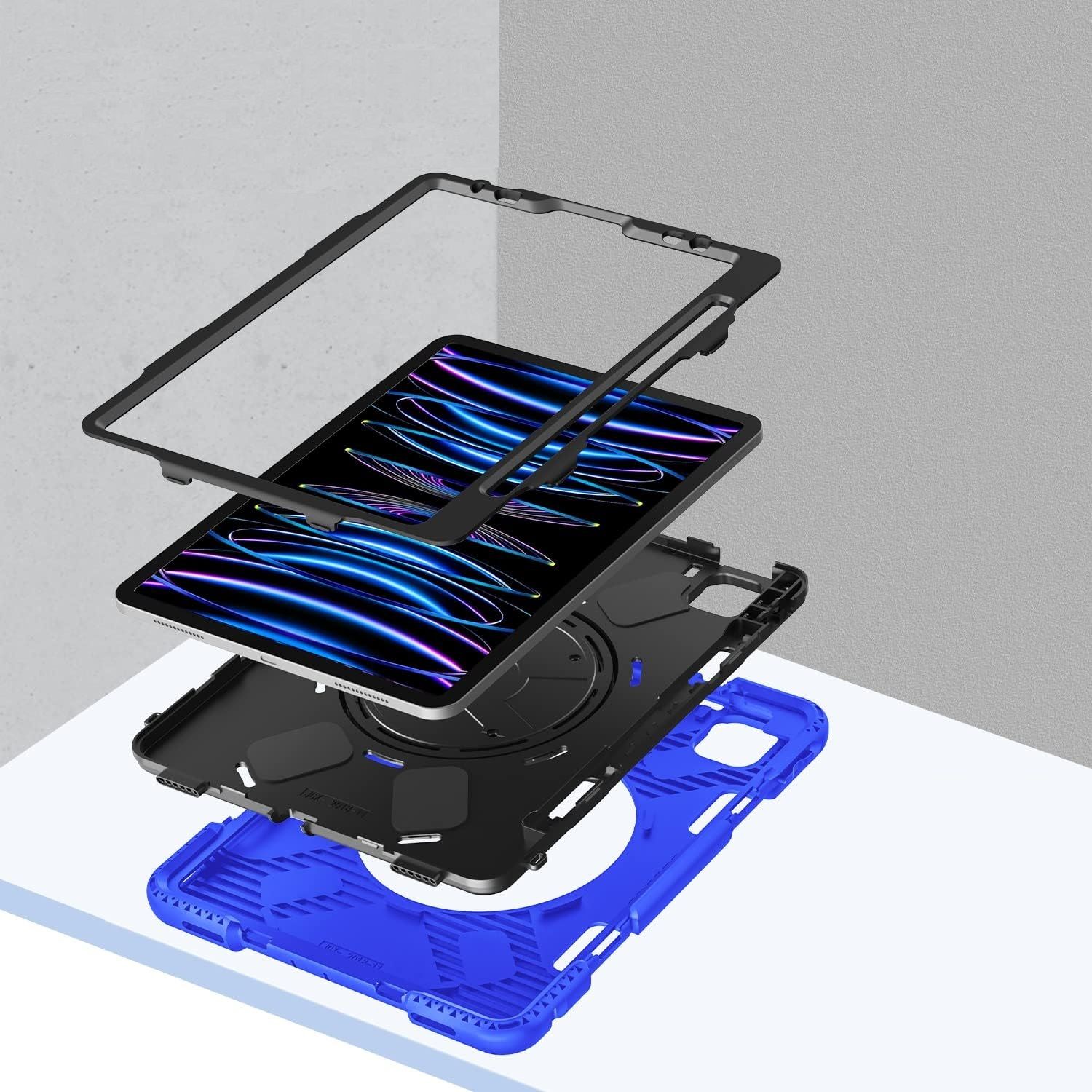 Etui do iPad Pro 5/4/3 12.9" Podstawka i Miejsce na Rysik Niebieskie
