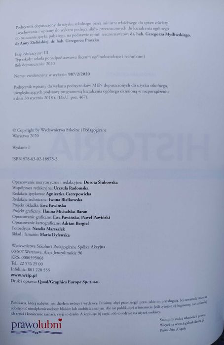 Historia 2 WSiP. Podręcznik dla Liceum i Technikum. Zakres podstawowy.