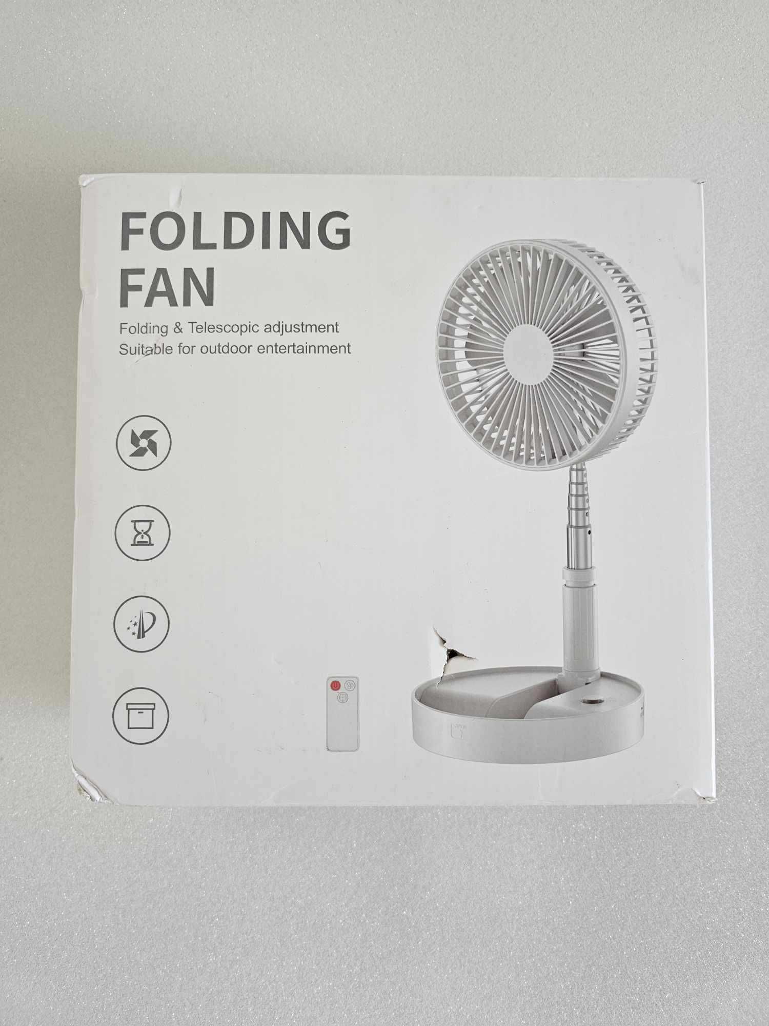 Wentylator, wiatrak FOLDING FAN P9S składany, teleskopowy - biały