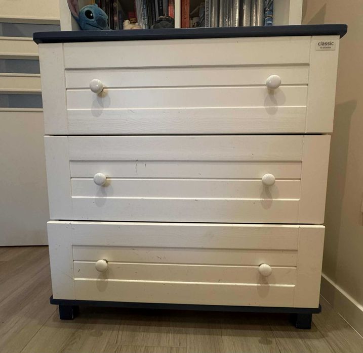 Komoda + podstawa na przewijak (Classic by PlusBaby – navy blue)