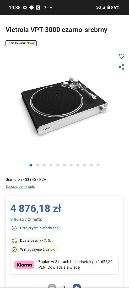 Gramofon Victrola VPT-3000 Stream Carbon Silver Hi-Fi