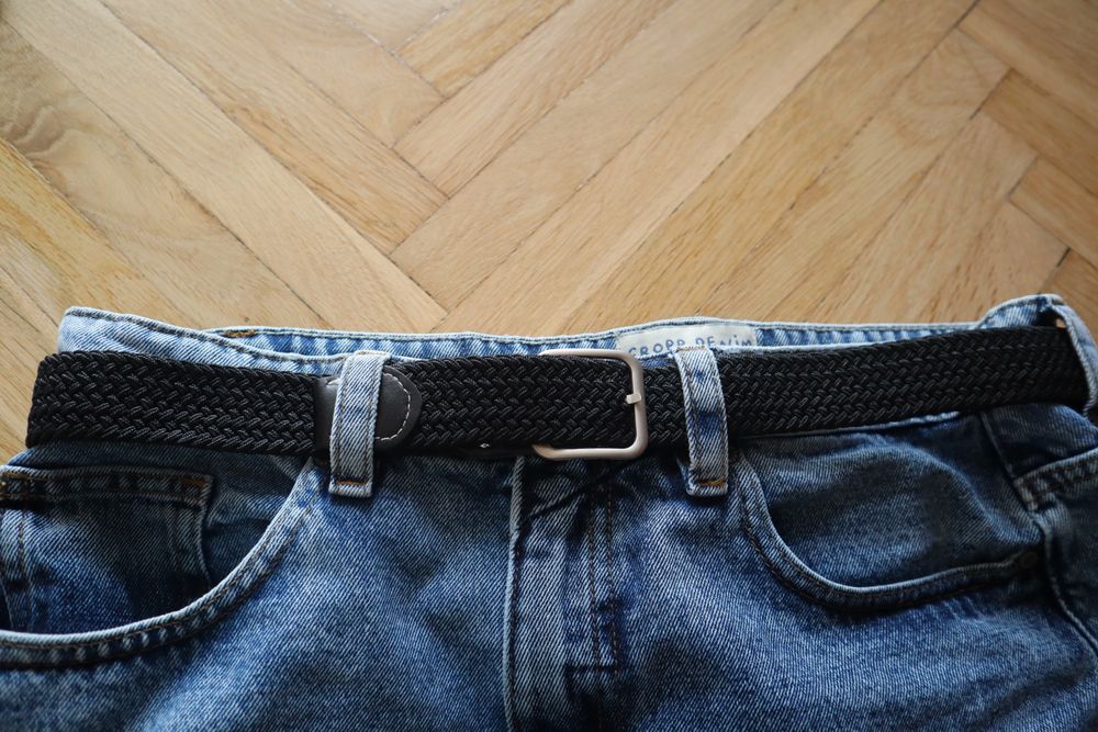 Pasek pleciony czarny 105 cm